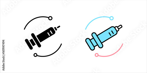 hormone therapy line icon set. with a syringe
  vector illustration, pictogram isolated on white background. color editable