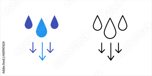 humidity level up and down icon set , . vector illustration, pictogram isolated on white background. color editable
