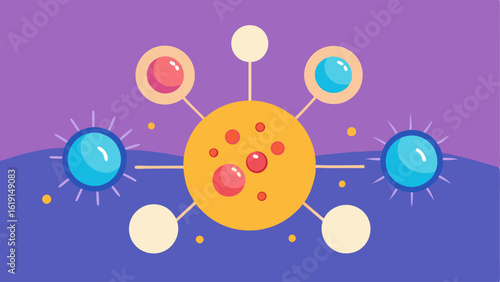 Cellular Interaction A visual of nanoparticles interacting with skin cells depicting a vibrant exchange of energy and nutrients that leads to increased skin luminosity.