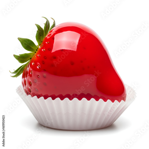 Morango do amor na forminha de papel isolado em fundo branco 