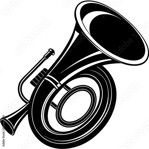 Minimalist Sousaphone Silhouette Vector Icon | Clean Brass Instrument