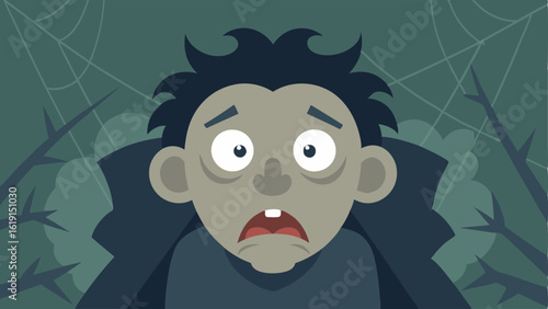 CloseUp Frantic Movement A closeup illustration focusing on a characters face showing exaggerated expressions of surprise and annoyance. They have their fists clenched around