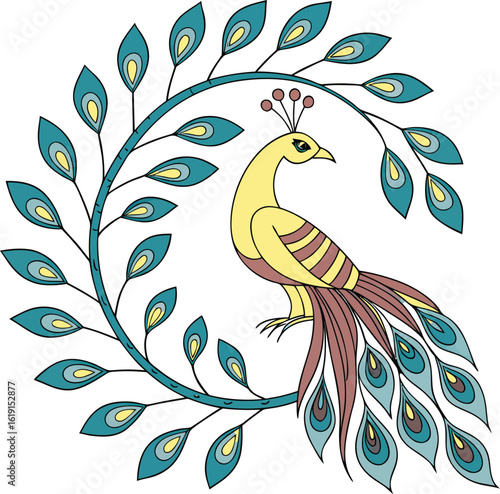 ✅ 🦚 ELEGANT PEACOCK IN FLORAL STYLE 🌿 — A graceful, artistic bird design perfect for decor, prints, tattoos & more! Download now to bring charm and royalty to your creations!