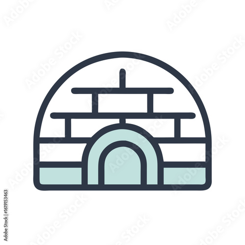 Minimalist Igloo Illustration on Black Background: A Cold Weather Icon