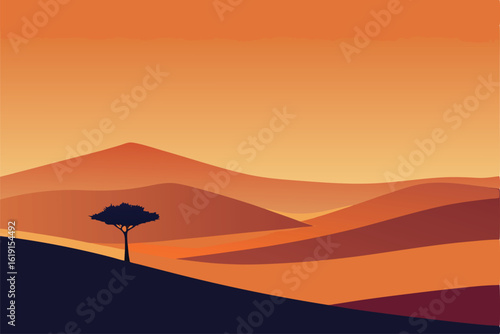 lone tree in the middle of a desert landscape  .eps