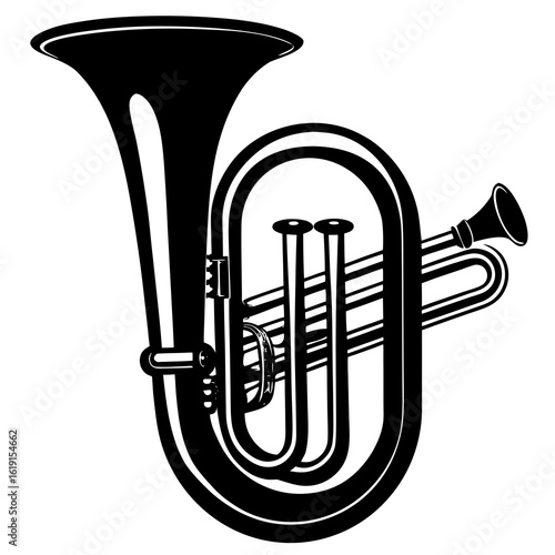 Minimalist Euphonium Silhouette Vector Icon | Clean Brass Instrument