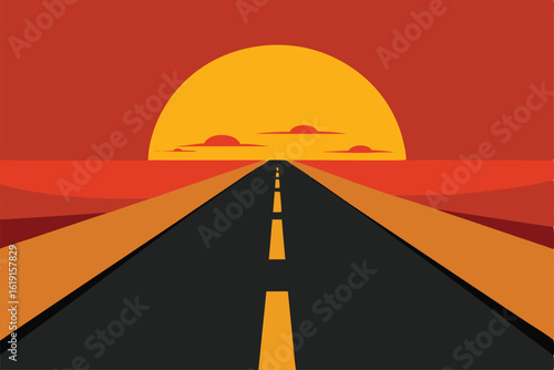 road vanishing into the horizon at golden hour   (1).eps