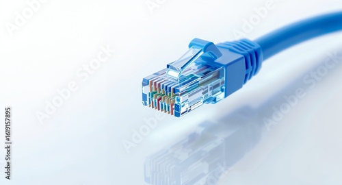 Close-up of a Blue Ethernet Cable Connector