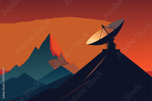 satellite dish on mountain peak   (3).eps