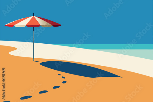 seaside summer scene with beach umbrella and footp (1).eps