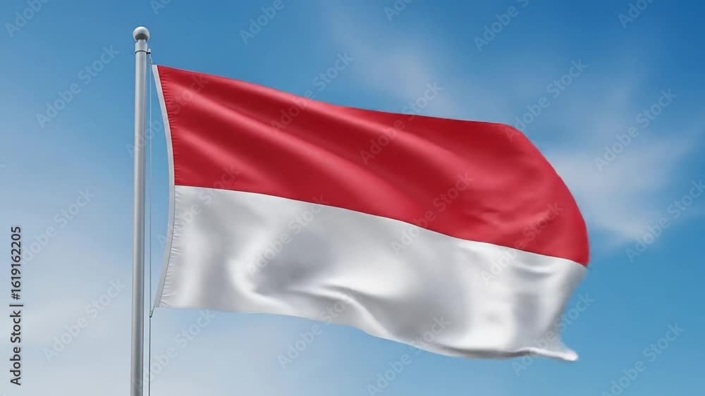 Waving indonesian national flag against sky Waving indonesian national flag against sky
