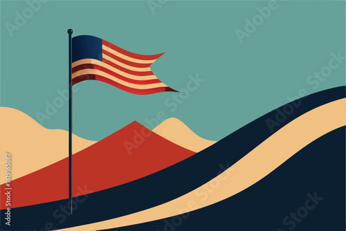 american flag on the wind