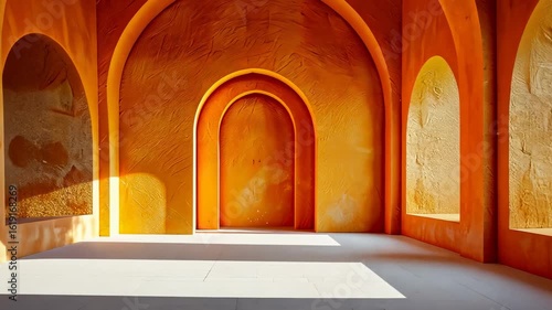 Sun-Kissed Orange Arches: A Modern Architectural Masterpiece