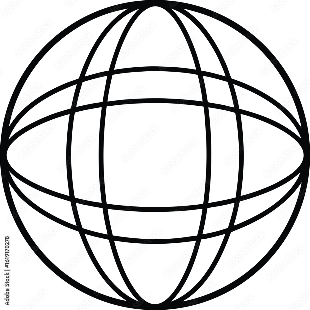 Naklejka premium globe icon outline vector illustration on transparent background