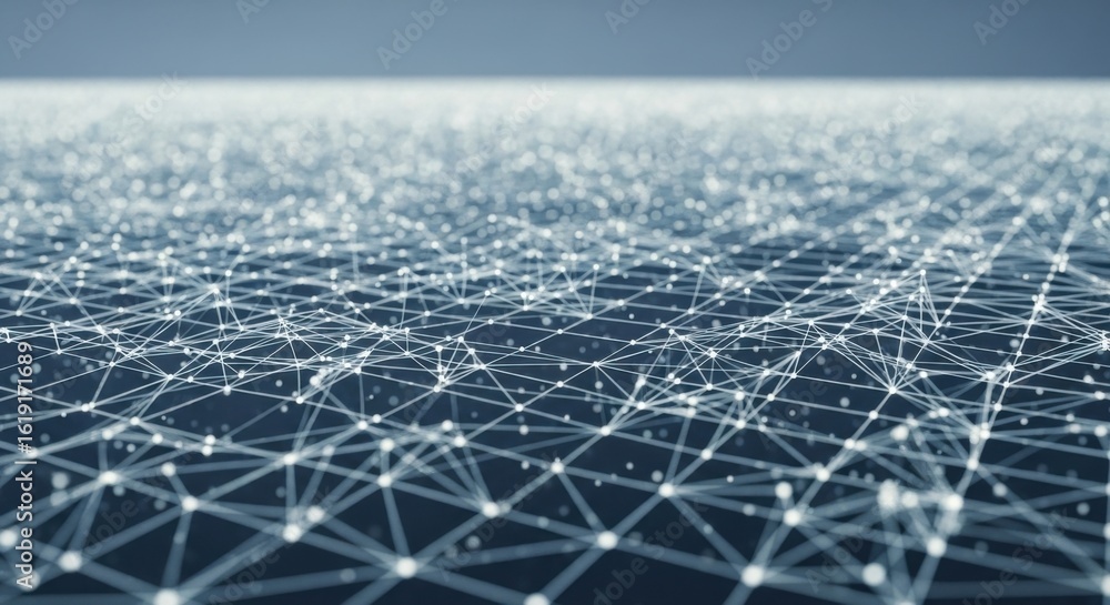 Obraz premium Abstract Digital Network Pattern on Dark Background with Glowing Lines