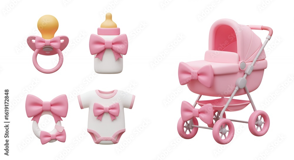 Obraz premium Pink baby items display