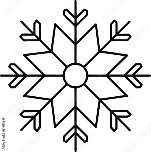 snowflake icon outline vector illustration on transparent background