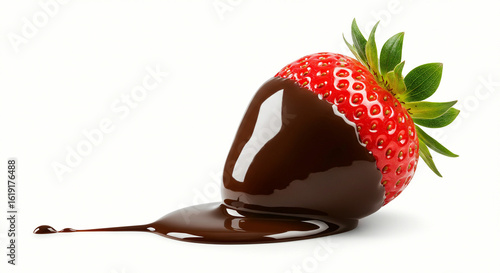 Delicious Chocolate-Covered Strawberry, Red Fruit Dessert, Sweet Treat, White Background