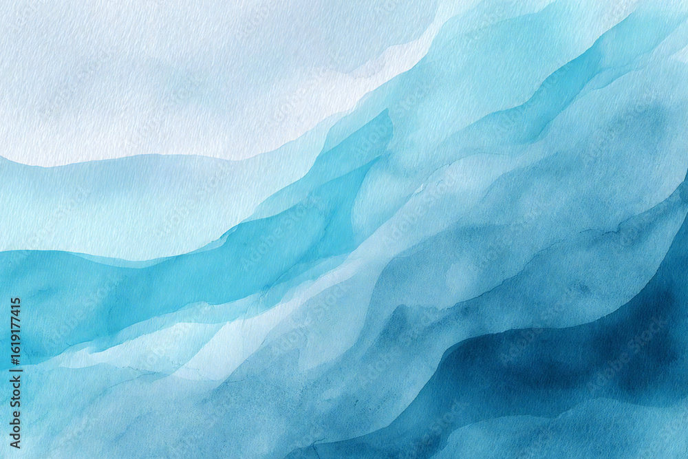Obraz premium 青のグラデーションが美しい水彩抽象アート