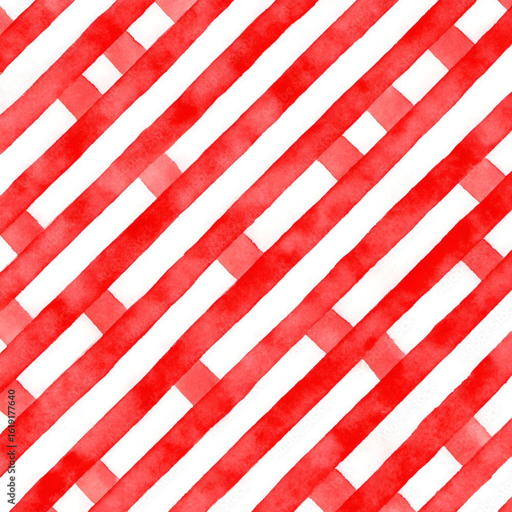 Obraz premium Watercolor Red Stripes Seamless Pattern: This graphic resource captures a vibrant red stripes grid, a stylish design for any creative project.