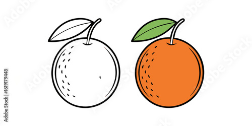 Orange fruit with green leaf citrus food