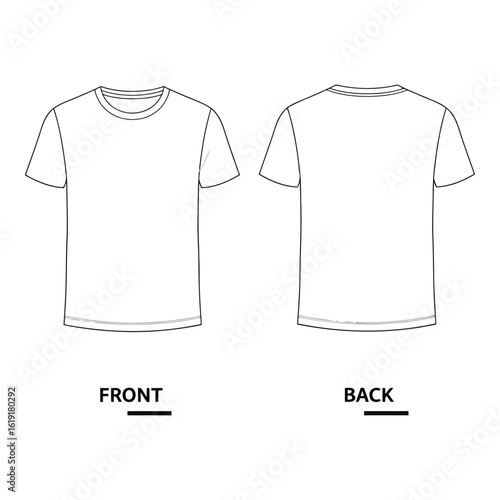 Vector art of a white tshirt shown from both the front and back, ready for design