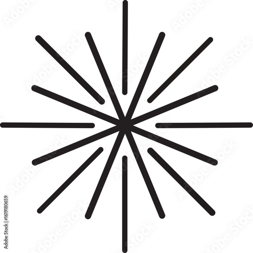 Black starburst pattern, abstract design or light effect
