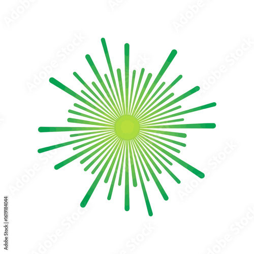 Dynamic green vector graphic showcasing a vibrant radial design with numerous emanating lines and a central focal point.
