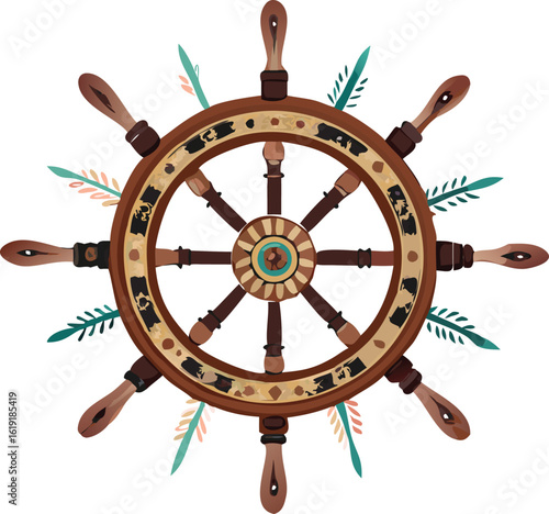 ship steering wheel boat nautical rudder