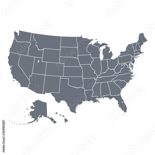 Wallpaper Mural Vector art of a grey outline map of the united states of america, including alaska and hawaii Torontodigital.ca