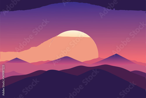 mountain landscape with sunset