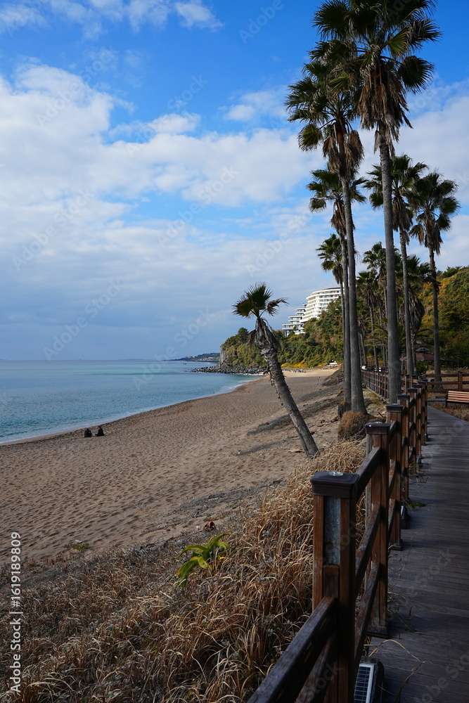fine seaside walkway in winter fine seaside walkway in winter