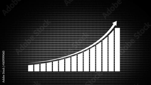 Animation data stock market business infographics white color Graf animation with arrow grid background .