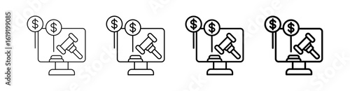 Auction Multi Style Icon Set Vector Collection