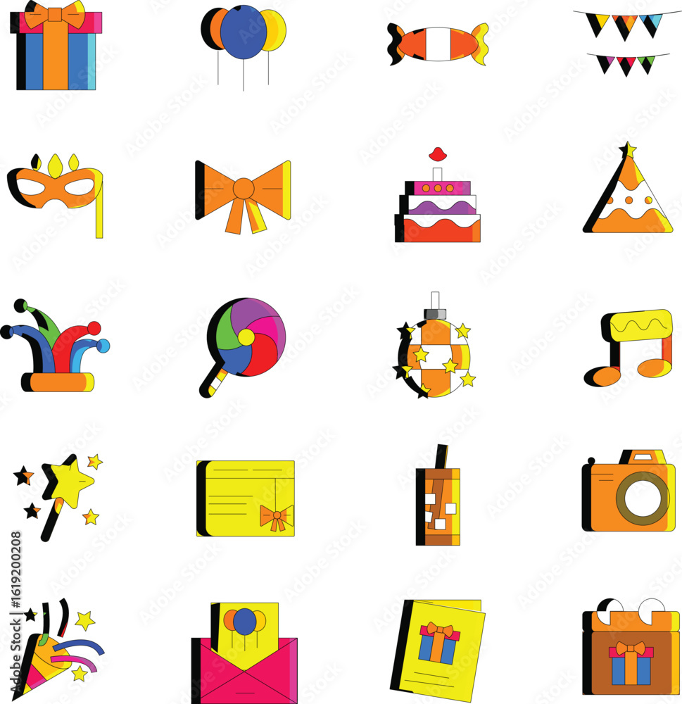 Fototapeta premium set of icons party happy birthday home