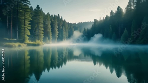 mist over the lake