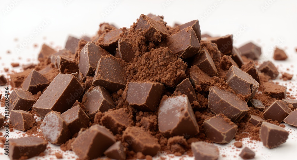 Fototapeta premium Chocolate Chunks and Cocoa Powder CloseUp