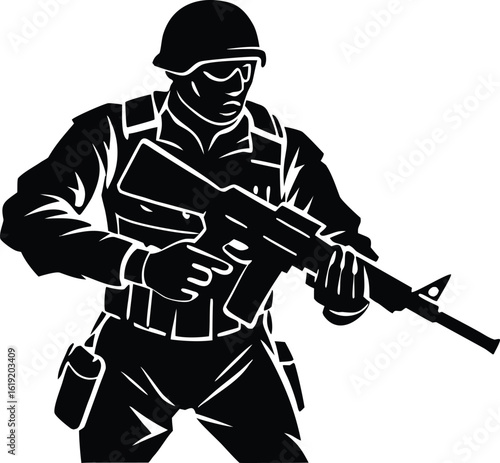 Wallpaper Mural Clipart of a combat soldier silhouette vector for military artwork and design inspiration Torontodigital.ca