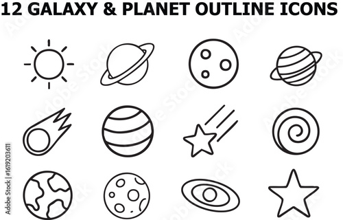 Explore the fascinating realm of outer space with these intricate illustrations of celestial bodies, each showcasing the beauty and wonder of our universe in stunning outlines.