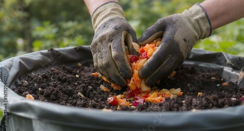Wallpaper Mural Composting Organic Waste Hands Adding Food Scraps to Soil Torontodigital.ca