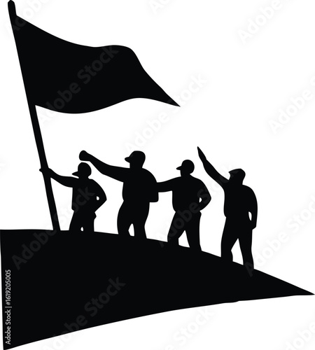 flag raising silhouette clipart vector elements patriotic usa flag ceremony illustration art