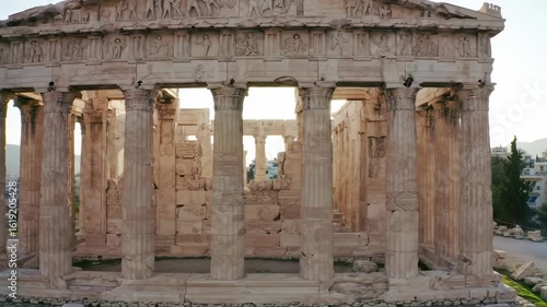Ancient temple ruins bathed in sunlight