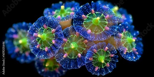 Neon Button Polyps Coral Reef Aquarium Close Up