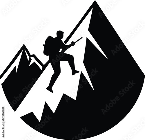mountain climber silhouette vector illustration extreme sports nature clipart