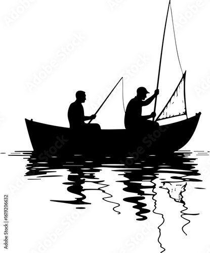 silhouette of a fisherman with fishing boat, sunset, boat, water, fishing, sea, fisherman, lake, silhouette, river, nature, sun, sunrise, beach, fish, landscape, sky, sport, kayak, people, ocean, refl