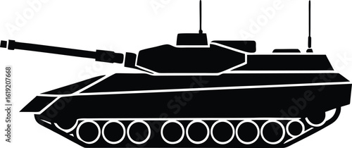 Silhouette of Military Tank Vector Illustration for Clipart icon