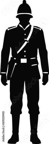 Military standing soldier vector clipart silhouette army man honor pose isolated illustration