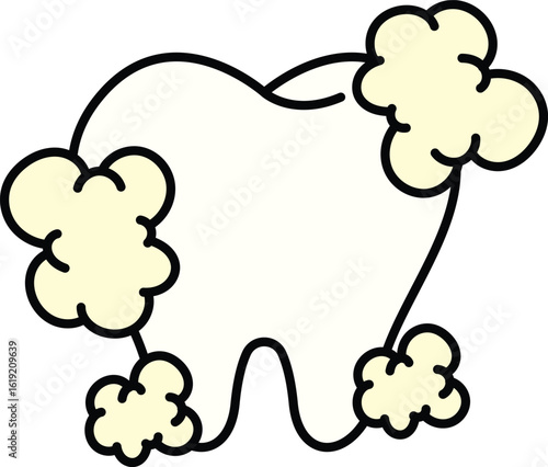 Tooth with foam dental cleaning icon