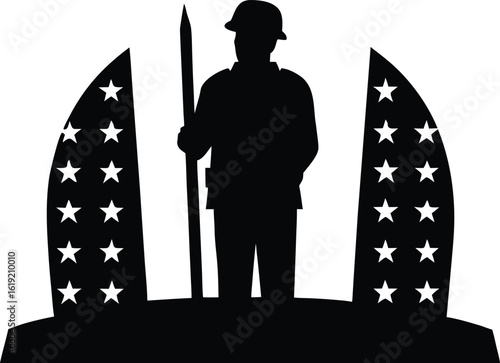 Salute to veterans silhouette clipart vector tribute hero figure patriotic military element