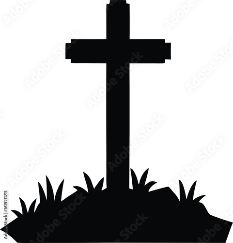 Battlefield cross vector silhouette for military honor clipart and veteran memorial decoration